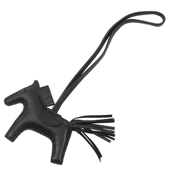 Hermes Hermès Rodeo PM Touch Bag Charm, Black Lambskin with Alligator Matte Z... - Picture 1 of 7